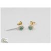 Image 1 : 104) GOLD-PLATED SILVER EMERALD & CZ EARRINGS