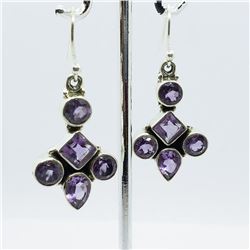 119) STERLING SILVER AMETHYST EARRINGS