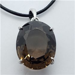 123) STERLING SILVER SMOKEY QUARTZ PENDANT