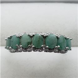 126) STERLING SILVER EMERALD RING
