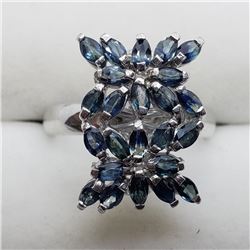 130) STERLING SILVER BLUE SAPPHIRE RING