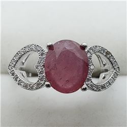 131) STERLING SILVER PINK SAPPHIRE RING