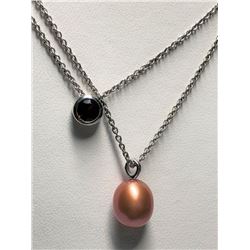 133) STERLING SILVER PEARL PENDANT NECKLACE