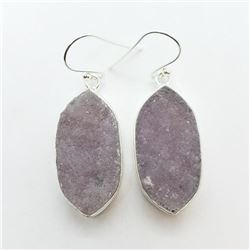 137) STERLING SILVER DRUZY CRYSTAL EARRINGS