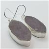 Image 2 : 137) STERLING SILVER DRUZY CRYSTAL EARRINGS