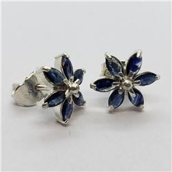 138) STERLING SILVER SAPPHIRE EARRINGS