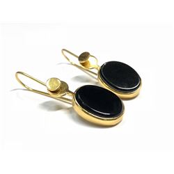 141) STERLING SILVER GOLD PLATED ONYX EARRINGS