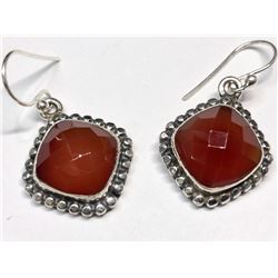 145) STERLING SILVER RED ONYX EARRINGS
