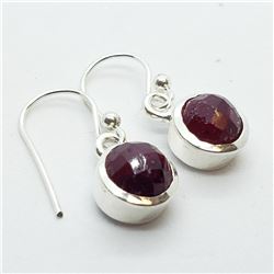 154) STERLING SILVER GENUINE RUBY EARRINGS