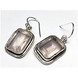 157) STERLING SILVER ROSE QUARTZ EARRINGS