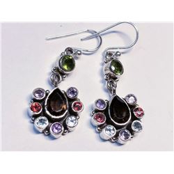 160) STERLING SILVER GEMSTONE EARRINGS