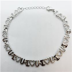 165) STERLING SILVER DIAMOND "I LOVE YOU" BRACELET