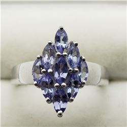 170) STERLING SILVER TANZANITE RING
