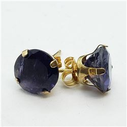 180) 10K YELLOW GOLD IOLITE EARRINGS
