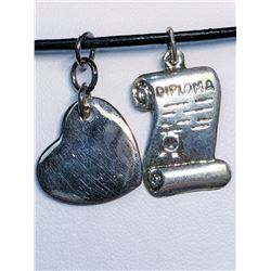 186) 2 STERLING SILVER PENDANT NECKLACE