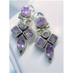 187) STERLING SILVER AMETHYST EARRINGS