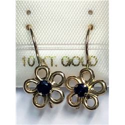 189) 10KT GOLD SAPPHIRE FLOWER SHAPED EARRINGS