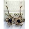 Image 1 : 189) 10KT GOLD SAPPHIRE FLOWER SHAPED EARRINGS