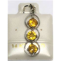 192) 14KT GOLD YELLOW SAPPHIRE & DIAMOND PENDANT