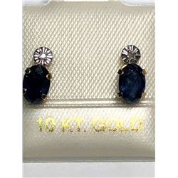195) 10KT GOLD SAPPHIRE AND DIAMOND EARRINGS