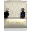 Image 1 : 195) 10KT GOLD SAPPHIRE AND DIAMOND EARRINGS