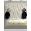 Image 2 : 195) 10KT GOLD SAPPHIRE AND DIAMOND EARRINGS