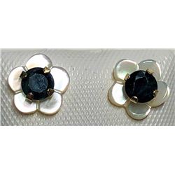 199) 10KT 2 SAPPHIRE EARRINGS W/ WHITE SLEEVES