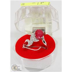 #1-GENUINE RED RUBY & CZ  RING