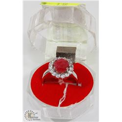 #2-GENUINE RED RUBY & CZ RING