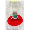 Image 1 : #30- GENUINE EMERALD & CZ GEMSTONE RING