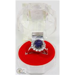 #31-BLUE SAPPHIRE & CZ GEMSTONE RING