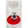 Image 1 : #31-BLUE SAPPHIRE & CZ GEMSTONE RING