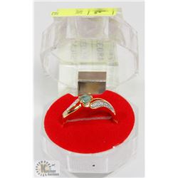 # 52- GENUINE EMERALD & CZ RING .925 STERLING SILV