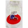 Image 1 : #32-BLUE SAPPHIRE & CZ GEMSTONE RING