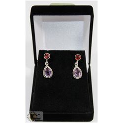 #15-GENUINE AMETHYST & GARNET EARRINGS