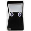 Image 1 : #33-BLUE SAPPHIRE & CZ GEMSTONE EARRINGS