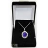 Image 1 : #35-BLUE SAPPHIRE & CZ GEMSTONE PENDANT NECKLACE