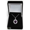 #9-GENUINE PURPLE AMETHYST & CZ PENDANT NECKLACE