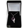 #10-GENUINE PURPLE AMETHYST & CZ PENDANT NECKLACE