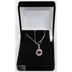 #12-GENUINE PURPLE AMETHYST PENDANT &  NECKLACE