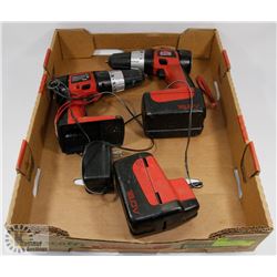 SET OF 2 JOBMATE DRILLS, 2 BATTERIES AND CHARGER