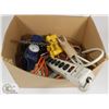 Image 1 : BOX OF ELECTRICAL CORDS, POWER BARS AND MORE