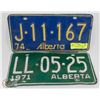 Image 1 : 1971 & 1974 ALBERTA LICENSE PLATES.