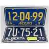 Image 1 : 1970 & 1974 ALBERTA LICENSE PLATES.