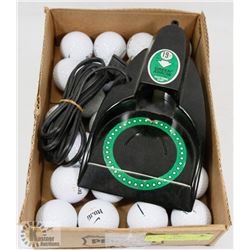 GREEN ARROW ELECTRIC PUTTING CUP & FLAT OF BALLS
