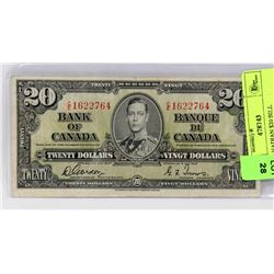 1937 CANADIAN $20 BILL
