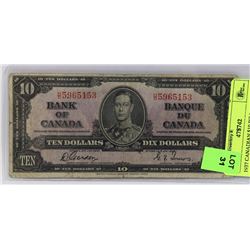 1937 CANADIAN $10 BILL