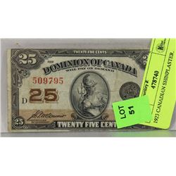 1923 CANADIAN SHINPLASTER.