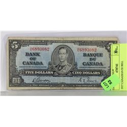 1937 CANADIAN $5 BILL