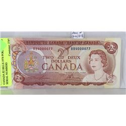 CANADA $2 BILLS 1974 POKER HAND SERIAL NUMBERS